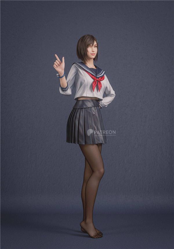 3D区大神再发《FF7RB》蒂法美图